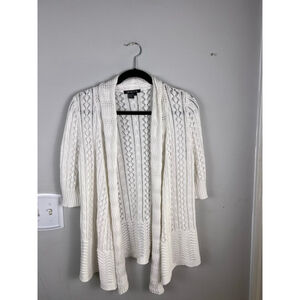 Women's TRACY M. White Open Knit Cardigan L Cottagecore Soft Girl